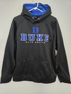 Duke Blue Devils Black & Blue Pullover Hoodie By Colosseum, Size Large, NCAA